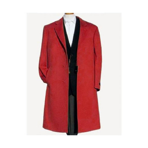 Men's Dark Red trench coat Soft Finest Wool 3 Buttons Overcoat - Mens red peacoat