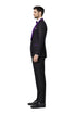 Mens Black With Purple Velvet Lapel 3-Piece Tailored-Fit Tuxedo