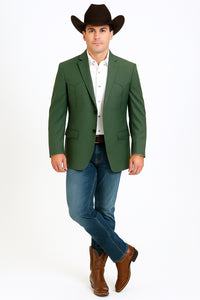 Western Blazer - Saco Para Hombre - Mens Double Button Western Green Blazer
