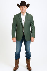 Western Blazer - Saco Para Hombre - Mens Double Button Western Green Blazer