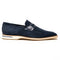 Zelli Meo 3 Suede Penny Loafers with Crocodile Accent in Navy