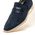 Zelli Meo 3 Suede Penny Loafers with Crocodile Accent in Navy