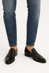 Mezlan Milani Calfskin & Deerskin Black Slip On Men's Loafers