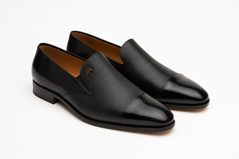 Mezlan Milani Calfskin & Deerskin Black Slip On Men's Loafers