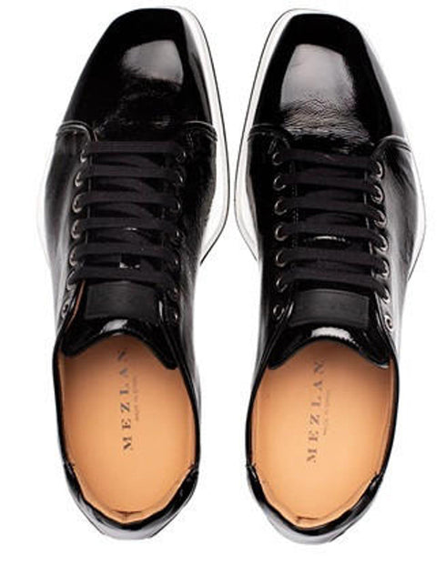 Mezlan Shiny Leather Sport Oxford Sneaker Black Cartuja