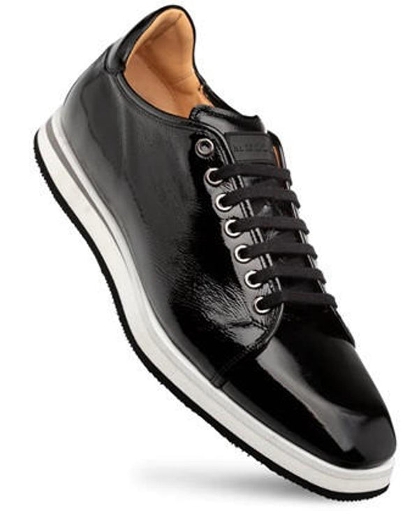 Mezlan Shiny Leather Sport Oxford Sneaker Black Cartuja