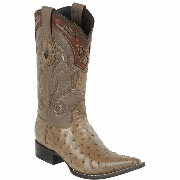 Mink ostrich pointed cowboy boot