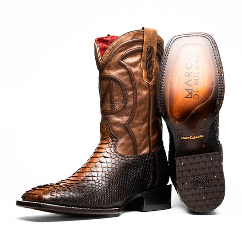 Marco Di Milano Missouri Lisboa Python Square Toe Cowboy Boots