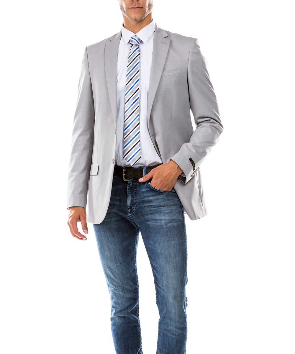 Light Grey Modern Fit Notch Lapel Jacket by Zegarie – OvercoatUSA