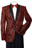 Mens 2 Button Paisley Glitter Tuxedo in Burgundy