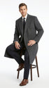 Men’s Dark Grey 44 Inch Double Breasted Wool Blend Overcoat, Long Length Dress Coat