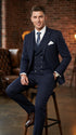 Men’s Navy Gangster Pinstripe Suit with 2 Button Jacket, Double Breasted Vest and Pants