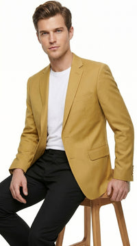 Men’s Gold Poplin Club Sport Coat, Classic Fit Dress Casual Blazer