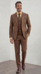 Statement Men's Outlet 3-Piece 100% Wool Modern Fit Suit - Pin Notch Lapel - Copper