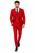 Men's Berry Statement Ticket Pocket Peak Lapel Wool Double Breasted Vest Suit with Gold Buttons – Modern Fit