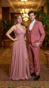 Mens Dusty Rose Three Piece Suit – Modern Formal 3PC Wedding and Prom Suit - Pink Coloe Modern Fit