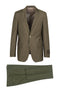 Tiglio Italian Suit - Real Wool Fabric Super 150's Novello Olive, Modern Fit Suit in Color Olive