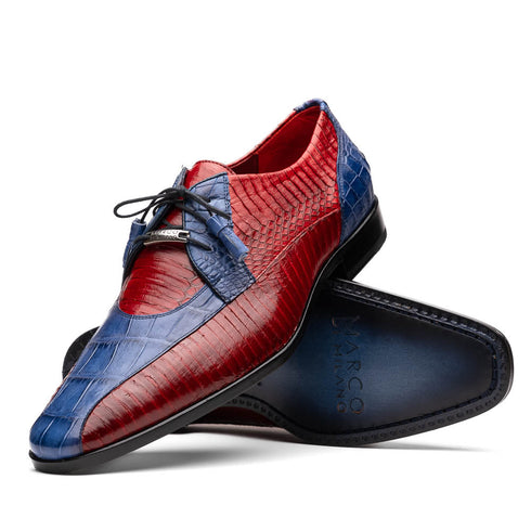 Marco Di Milano Moncalieri Navy/Red Genuine Alligator and Cobra Skin Dress Shoe