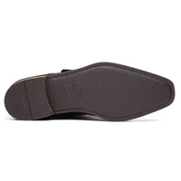 Zelli Hebilla Italian Suede Monk Strap Dress Shoe in Dark Brown