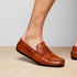 Zelli Monza Genuine Caiman Crocodile Driving Loafers in Cognac