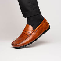 Zelli Monza Hand Burnished Calfskin Driving Loafers in Cognac