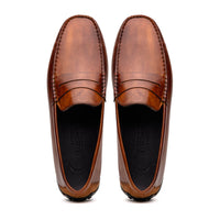Zelli Monza Hand Burnished Calfskin Driving Loafers in Cognac