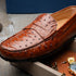Zelli Monza Genuine Ostrich Quill Driving Loafers in Brandy