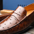 Zelli Monza Genuine Ostrich Quill Driving Loafers in Brown