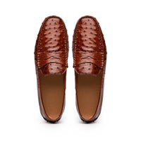 Zelli Monza Genuine Ostrich Quill Driving Loafers in Brandy