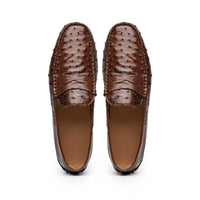 Zelli Monza Genuine Ostrich Quill Driving Loafers in Brown