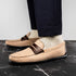 Zelli Monza Suede & Calfskin Driving Loafers in Bone / Chestnut