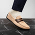 Zelli Monza Suede & Calfskin Driving Loafers in Bone / Chestnut