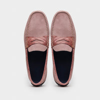 Zelli Monza Suede and Caiman Crocodile Driving Shoes in Candy