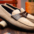 Zelli Monza Suede & Calfskin Driving Loafers in Bone / Chestnut