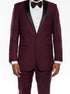 Burgundy Slim Fit 2 Piece Tuxedo With Satin Peak Lapel