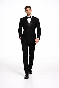 Black Double Breasted Tuxedo with Shawl Lapel