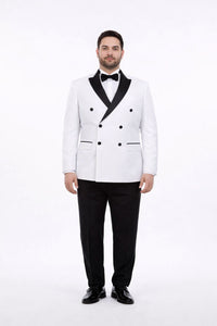 White Double Breasted Tuxedo with Shawl Lapel