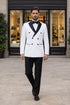 White Double Breasted Tuxedo with Shawl Lapel