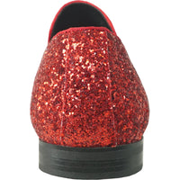 Bravo Mens Modern Glitter Sequin Prom Tuxedo Buckle Loafer in Red - Men's Dress Shoes