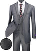 Birdseye Pattern Modern Fit 3 Piece Charcoal Suit with Contrast Trim
