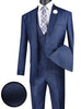 Birdseye Pattern Modern Fit 3 Piece Navy Suit with Contrast Trim