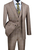 Tan Modern Fit Glen Plaid 2 Button Peak Lapel 3 Piece Suit