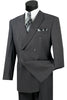 Mens Classic Wool Feel Double Breasted Suit in Heather Grey