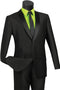 Mens 2 Buttton Slim Contrast Peak Lapel Tuxedo in Black