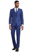 Men's Stacy Adams Bold Windowpane Plaid Print Vested Suit in Midnight Blue