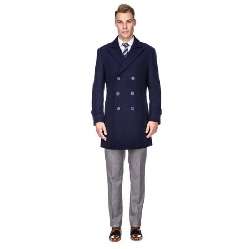 Mens Knee Length Pea coat Navy Mens Peacoat