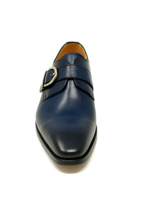 Mens Carrucci Classic Leather Fade Single D-Buckle Monk Strap Dress Shoe in Chestnut