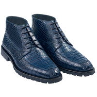Navy Genuine Caiman Crocodile Belly Ankle Los Altos Boot