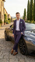 Mens Navy Blue Seersucker Suit – Cotton Fabric Shadow Pattern Ton on Tone Textured Two Button Notch Lapel Formal Summer Suit