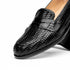 Zelli Nicola Handwoven Italian Calfskin Penny Loafers in Black